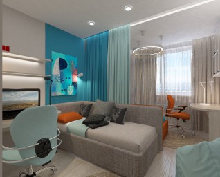 дизайн квартиры 58 кв м ЖК Авиатор 21